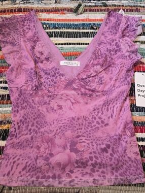 Y2k Top Purple Pink Lavender Top Floral Top Y2k Top Medium Vintage